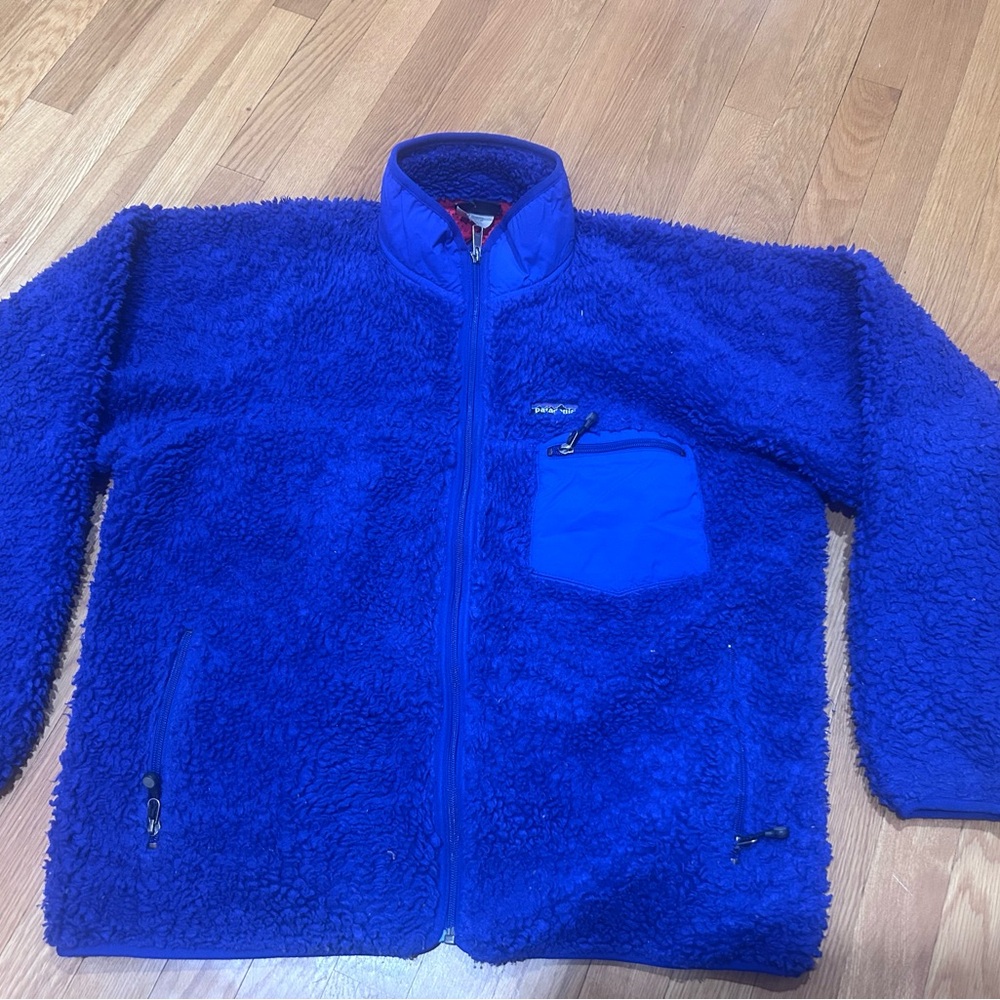 Patagonia y2k vintage deep pile retro X cardigan Blue Fleece Jacket large